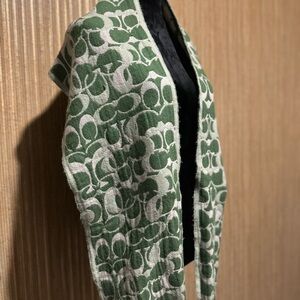 Coach Green and White Patterned Scarf